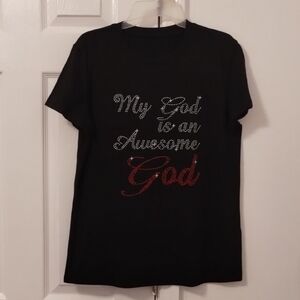 Inspirational Black Tee with Red and White Text